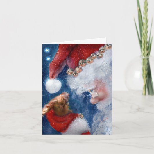 Kerstman gaat aap voor kerst feestdagen kaart (Voorkant)