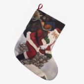 Kerstman gaat de schoorsteen af grote kerstsok (Voorkant (Hangend))