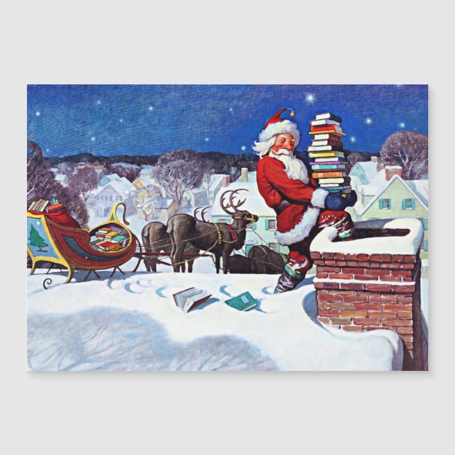 Kerstman gaat de schoorsteen af met een lading boe (Voorkant)