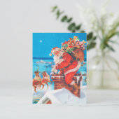 Kerstman gaat door de schoorsteen feestdagenkaart (Staand voorkant)