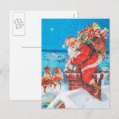 Kerstman gaat door de schoorsteen feestdagenkaart (Voorkant / Achterkant)