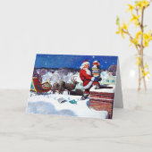 Kerstman gaat door de schoorsteen om boeken te bez kaart (Gele Bloem)