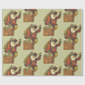  Kerstman gaat naar beneden schoorsteen Cadeaupapier (Vlak)