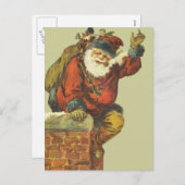  Kerstman gaat naar beneden schoorsteen Feestdagenkaart (Voorkant / Achterkant)