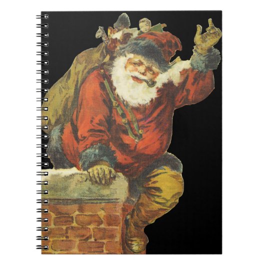  Kerstman gaat naar beneden schoorsteen Notitieboek (Voorkant)