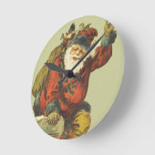 Kerstman gaat naar beneden schoorsteen Ronde Klok (Hoek)