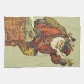  Kerstman gaat naar beneden schoorsteen Theedoek (Horizontaal)
