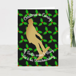 Kerstman gaat snowboarden feestdagen kaart