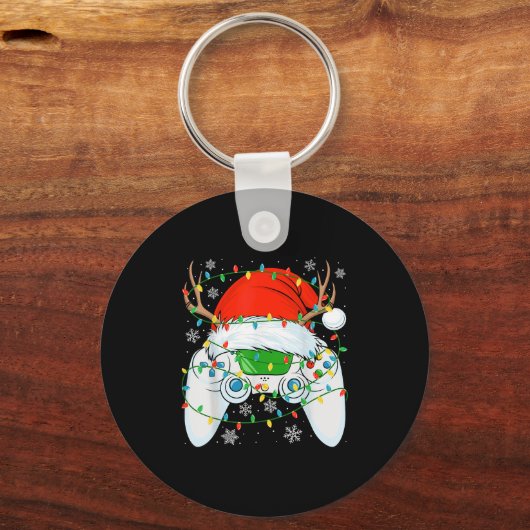 Kerstman Gamer Xmas Grappige Video Gaming Chri Sleutelhanger (Voorkant)
