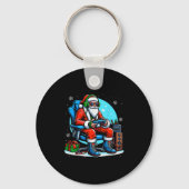 Kerstman Gamer Xmas Grappige Video Gaming Chri Sleutelhanger (Voorkant)