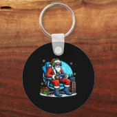 Kerstman Gamer Xmas Grappige Video Gaming Chri Sleutelhanger (Voorkant)