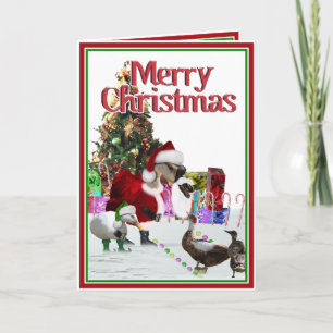 Kerstman Gans En Eenden Feestdagen Kaart