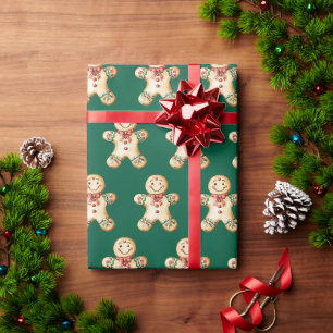 Kerstman Gebak Jongen Vintage Groen Geschenk  Cadeaupapier