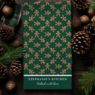 Kerstman Gebakje Stippen Groen Op Maat Kerstmis Theedoek