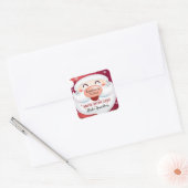 Kerstman, Gebakken met Liefde, Sneeuwvlokken Vierkante Sticker (Envelop)