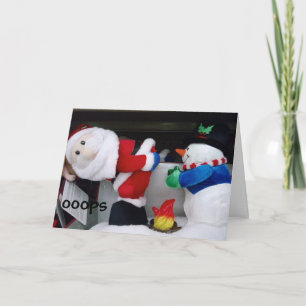 KERSTMAN GEBOGEN OVER VUUR - OEPS FEESTDAGEN KAART
