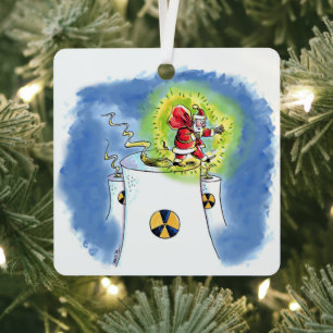 Kerstman gebombardeerd vierkant metalen ornament