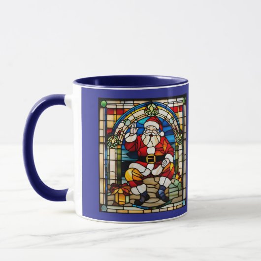 Kerstman Gebrandschilderd Glas Kerstmis Mok (Links)