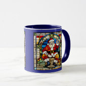 Kerstman Gebrandschilderd Glas Kerstmis Mok (Voorkant rechts)