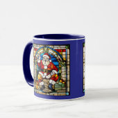 Kerstman Gebrandschilderd Glas Kerstmis Mok (Voorkant links)