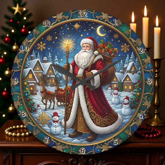 Kerstman Gebrandschilderde Kersttafereel Grote Klok