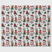 Kerstman Gebruinde Wrapping Papier (Vlak)