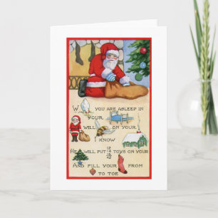 Kerstman  gedicht, Kerst, Art Deco Feestdagen Kaart