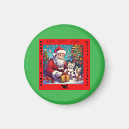 Kerstman geeft Cadeaus aan twee jonge Kittens Magneet