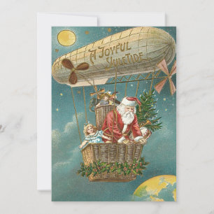 Kerstman Geeft Cadeaus Kerstboom Ballon Feestdagenkaart