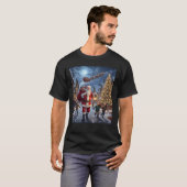 Kerstman geeft cadeaus t-shirt (Voorkant volledig)