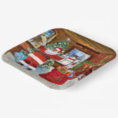 Kerstman geeft cadeautjes op eerste kerstdag papieren bordje (Gebogen)