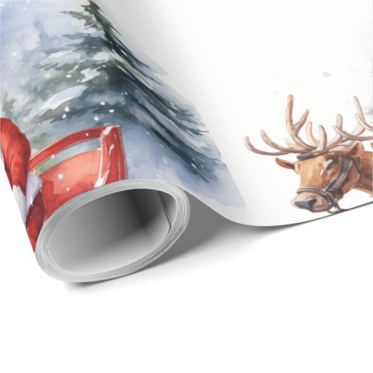 Kerstman geeft cadeautjes op kerstavond cadeaupapier (Rol Hoek)