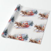 Kerstman geeft cadeautjes op kerstavond cadeaupapier (Uitgerold)