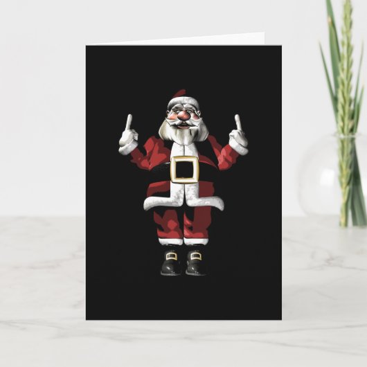 Kerstman geeft de vinger feestdagen kaart (Voorkant)