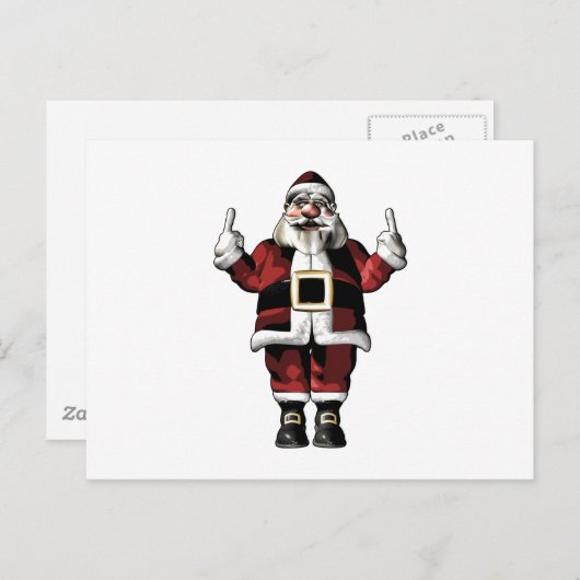 Kerstman geeft de vinger feestdagenkaart (Voorkant / Achterkant)