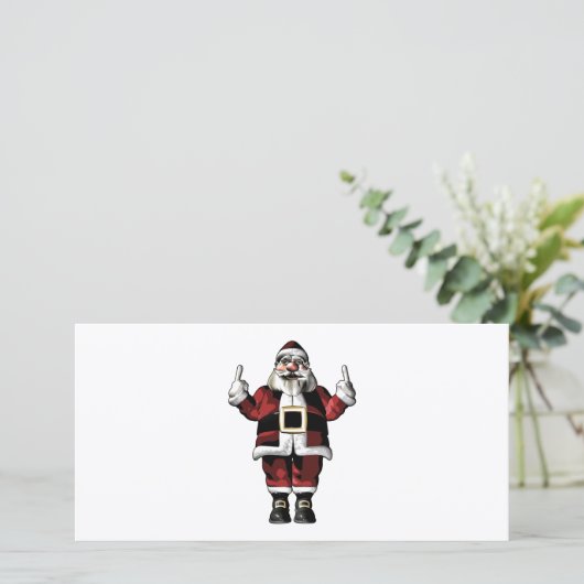 Kerstman geeft de vinger feestdagenkaart (Staand voorkant)