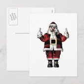 Kerstman geeft de vinger feestdagenkaart (Voorkant / Achterkant)
