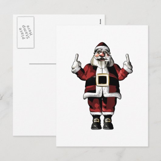 Kerstman geeft de vinger feestdagenkaart (Voorkant / Achterkant)