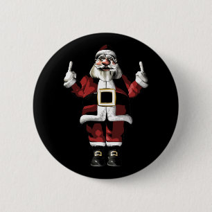 Kerstman geeft de vinger ronde button 5,7 cm