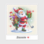 Kerstman geeft met plezier cadeaus tijdens het spe sticker (Vel)