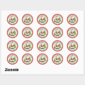 Kerstman Geeft Vrolijk Kerstfeest Ronde Sticker (Vel)