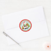 Kerstman Geeft Vrolijk Kerstfeest Ronde Sticker (Envelop)