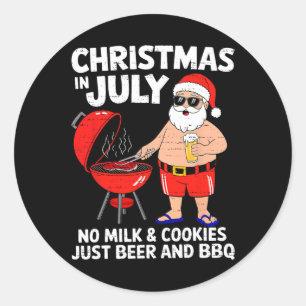 Kerstman Geen Melk Koekjes Alleen Bbq Grappige Ker Ronde Sticker