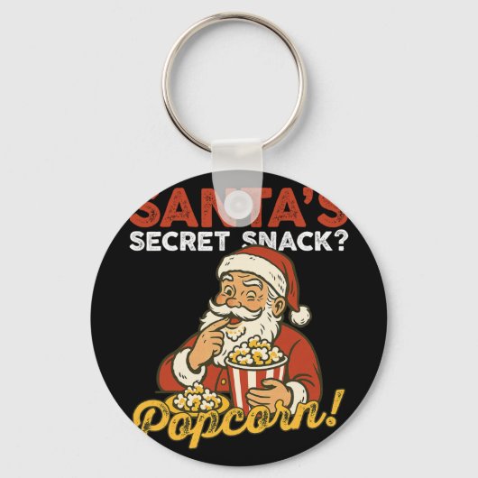 Kerstman Geheime Snack Grappige Popcorn Liefhebber Sleutelhanger (Voorkant)