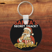 Kerstman Geheime Snack Grappige Popcorn Liefhebber Sleutelhanger (Voorkant)