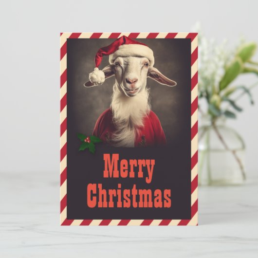 Kerstman geit feestdagenkaart (Staand voorkant)