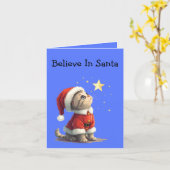 Kerstman gekleed als Kerstman Kaart (Gele Bloem)