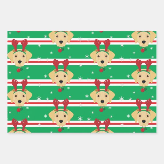 Kerstman Gele Labrador Retriever Hond Inpakpapier Vel (Voorkant 3)