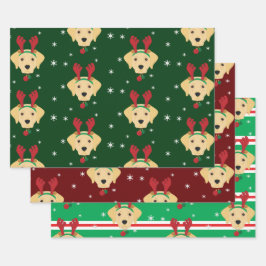 Kerstman Gele Labrador Retriever Hond Inpakpapier Vel