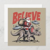 Kerstman Geloof Dinosaurus Kerst Triceratops Feestdagenkaart (Voorkant / Achterkant)